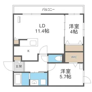 ガーデンクォーツ琴似【3階】の間取り