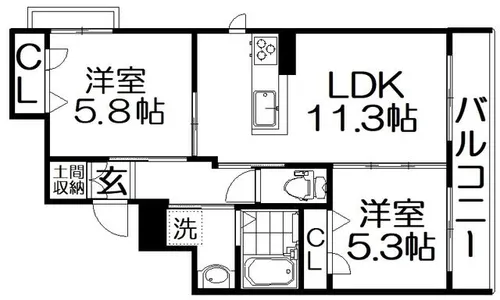 シオン 枚方【202号室】の間取り