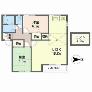 ザックス英賀保【C202号室】の間取り