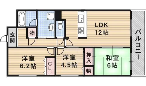 エルム摂津【1階】の間取り