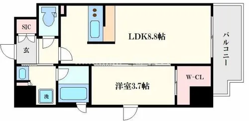 シーズンフラッツ大手前【902号室】の間取り