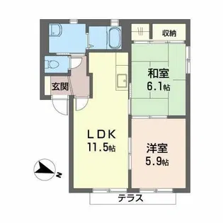 シャーメゾン さくら坂【1階】の間取り