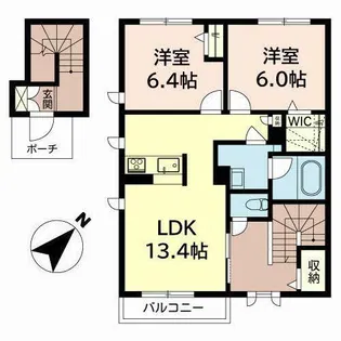 ラ グリシーヌ姫路南【2階】の間取り