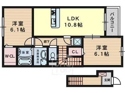グランディール八幡【2階】の間取り