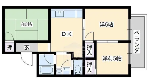 ディアコートJOY2【1階】の間取り