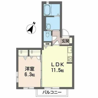 シャーメゾン赤い屋根【0205号室】の間取り