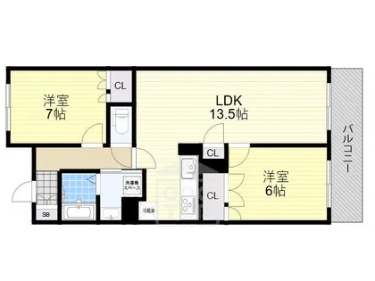 UURコート茨木東中条【6階】の間取り