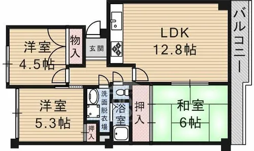 千里サザンテラス【2階】の間取り