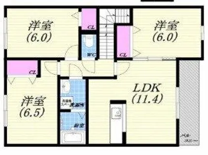 シャトー・シモハタ2【2階】の間取り