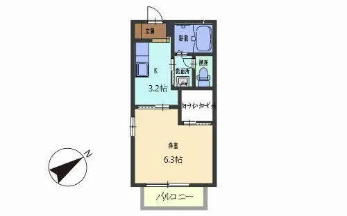 ろっこいち【0203号室】の間取り