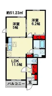 ファイン若松B【1階】の間取り