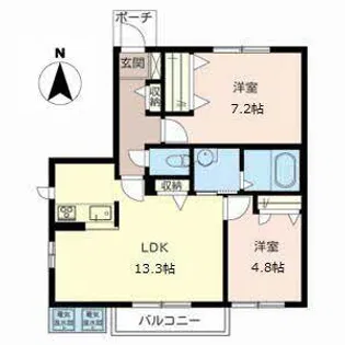 アイリス コート サウス【S101号室】の間取り