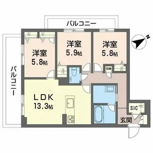 ラウンドアバウト 安城【3階】の間取り