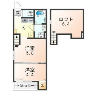 フォワード観月橋【1階】の間取り