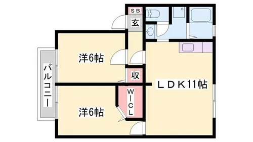 サンハイム下手野B【B107号室】の間取り