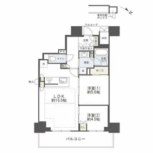 ジオタワー大阪十三【15階】の間取り