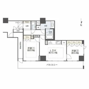 アップルタワー大阪谷町【24階】の間取り