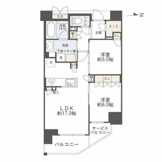 リバーガーデン四天王寺【2階】の間取り