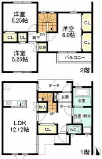 愛知県小牧市大字久保一色【テラスハウス】の間取り