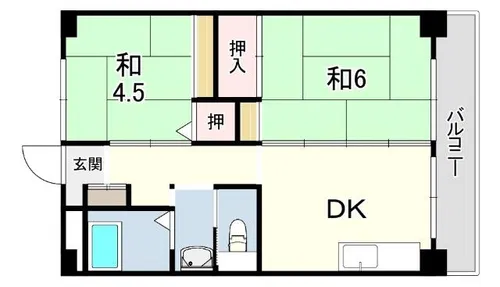 ビレッジハウス南清水タワー1号棟【9階】の間取り