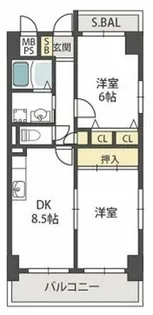 ボヌールヴィラ中百舌鳥【6階】の間取り