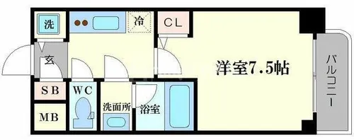 リッツ難波南Ⅱ【5階】の間取り