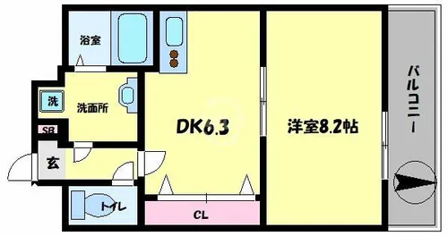 フィレンツェなんば南【9階】の間取り