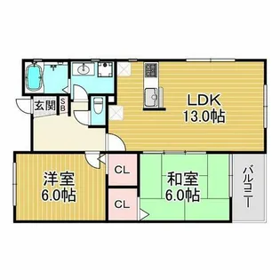ソレアード甲東園【3階】の間取り