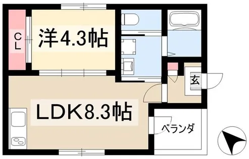 ハーモニーテラス新富町【3階】の間取り