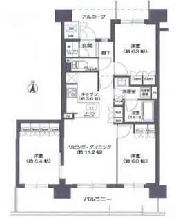 ロジュマンタワー梅田【2104号室】の間取り