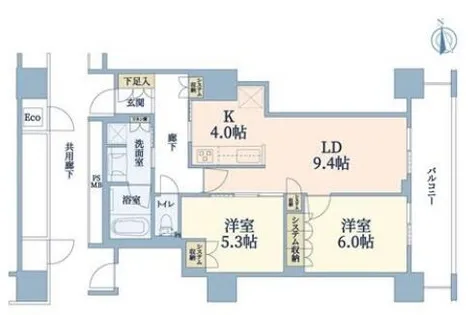 阿波座ライズタワーズフラッグ46【4階】の間取り
