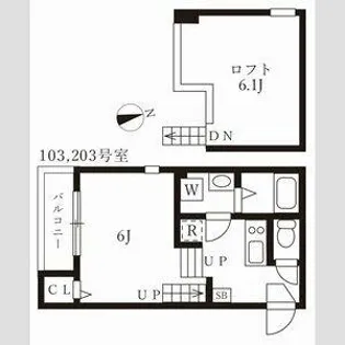 ハーモニーテラス下方町【203号室】の間取り
