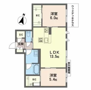 Bell Wood 箕面如意谷【0106号室】の間取り
