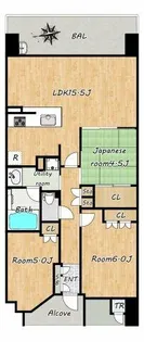 セントプレイスグランドプレミオ【6階】の間取り