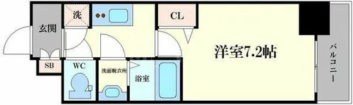 レジュールアッシュ心斎橋リュクス【804号室】の間取り