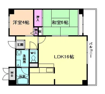 グランツ川西【3階】の間取り