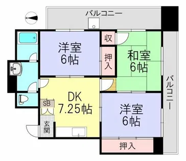 カサ・エルドラード壱番館【6階】の間取り
