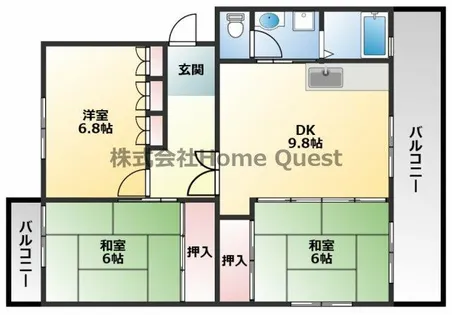 シュロス若江【4階】の間取り