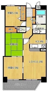 サンピポット名南【401号室】の間取り