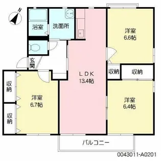 ラフィネ・香嵐 A棟【2階】の間取り