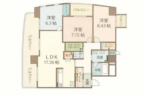 ラフィーネ上葛原【13階】の間取り