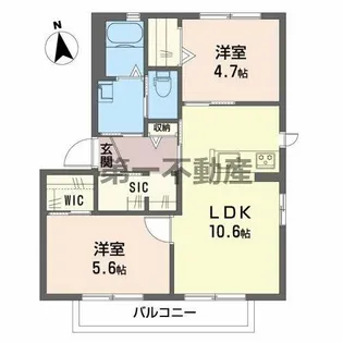 シャルム 梶原【A201号室】の間取り