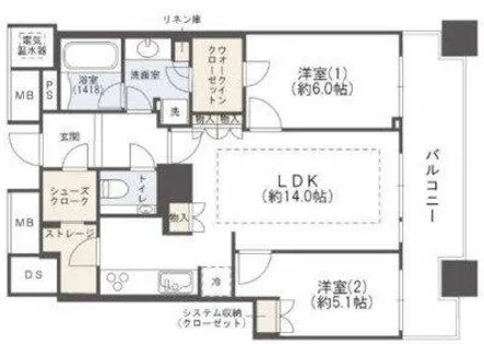 ザ・タワー大阪【16階】の間取り