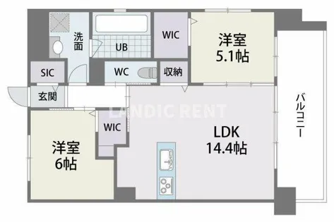 ヴァンヴェール大濠【5階】の間取り