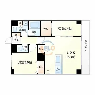 セノアタワー新大阪【14階】の間取り