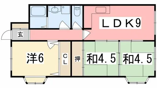 レイクサイドヴィラE棟【201号室】の間取り
