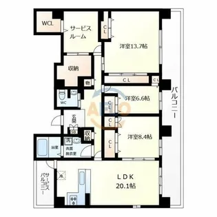 ソレアードコート【1階】の間取り