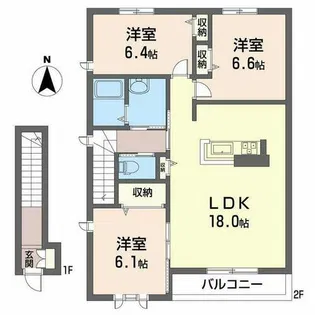 シャーメゾン桜谷町【0201号室】の間取り