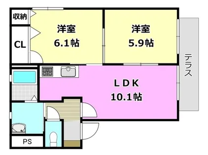サニーハイム五十鈴Ⅱ【1階】の間取り