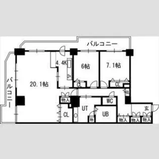 知事公館前タワーレジデンス【8階】の間取り